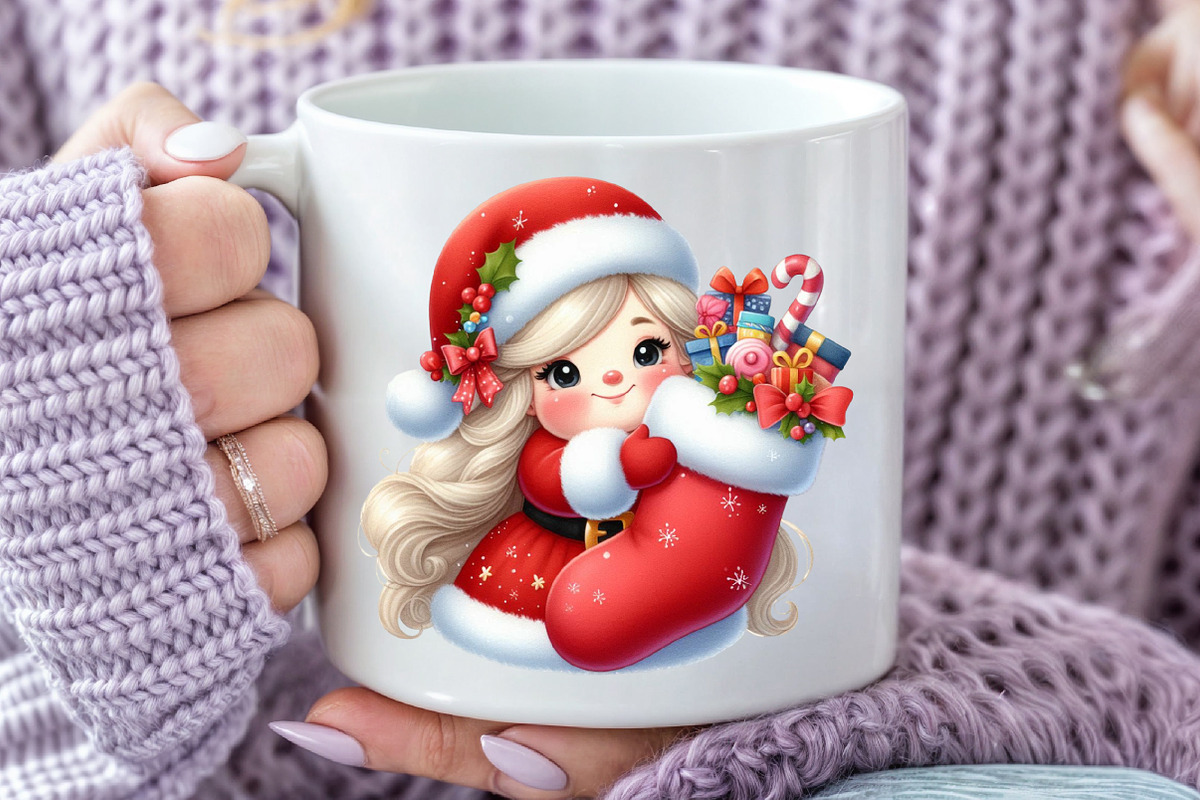 Cute Christmas Mrs Santa Claus PNG, an Illustration by Pixels.Craft (Photo 5 of 7)