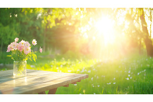 Sunny garden scene with flowers on, a Nature Photo by Lermont51