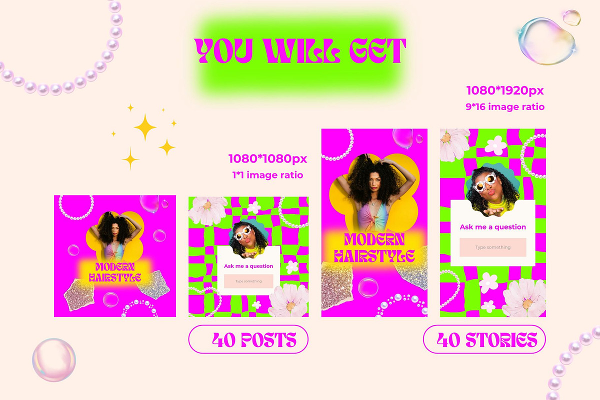 Retro & Y2K Instagram Template Pack, a Social Media Template by Sofico (Photo 2 of 10)