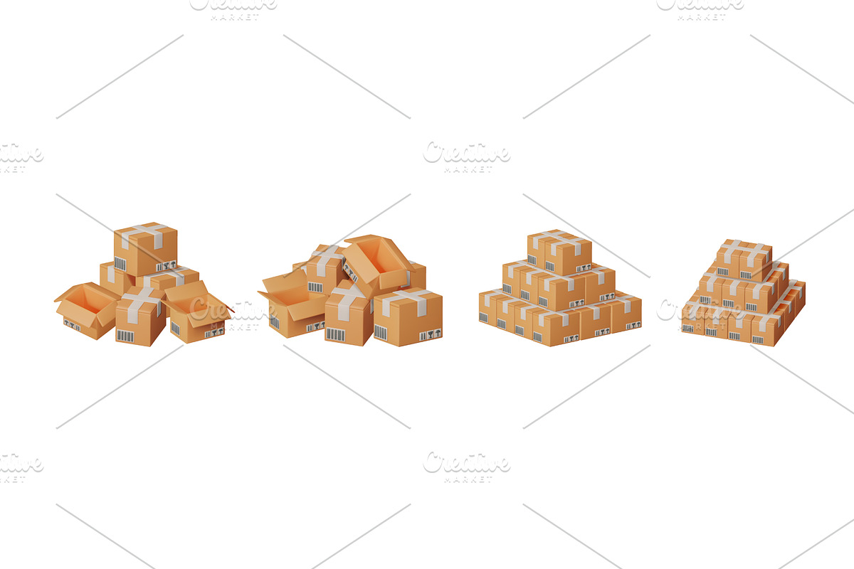 Four different stacks of 3d, a Transportation Illustration by Abscent