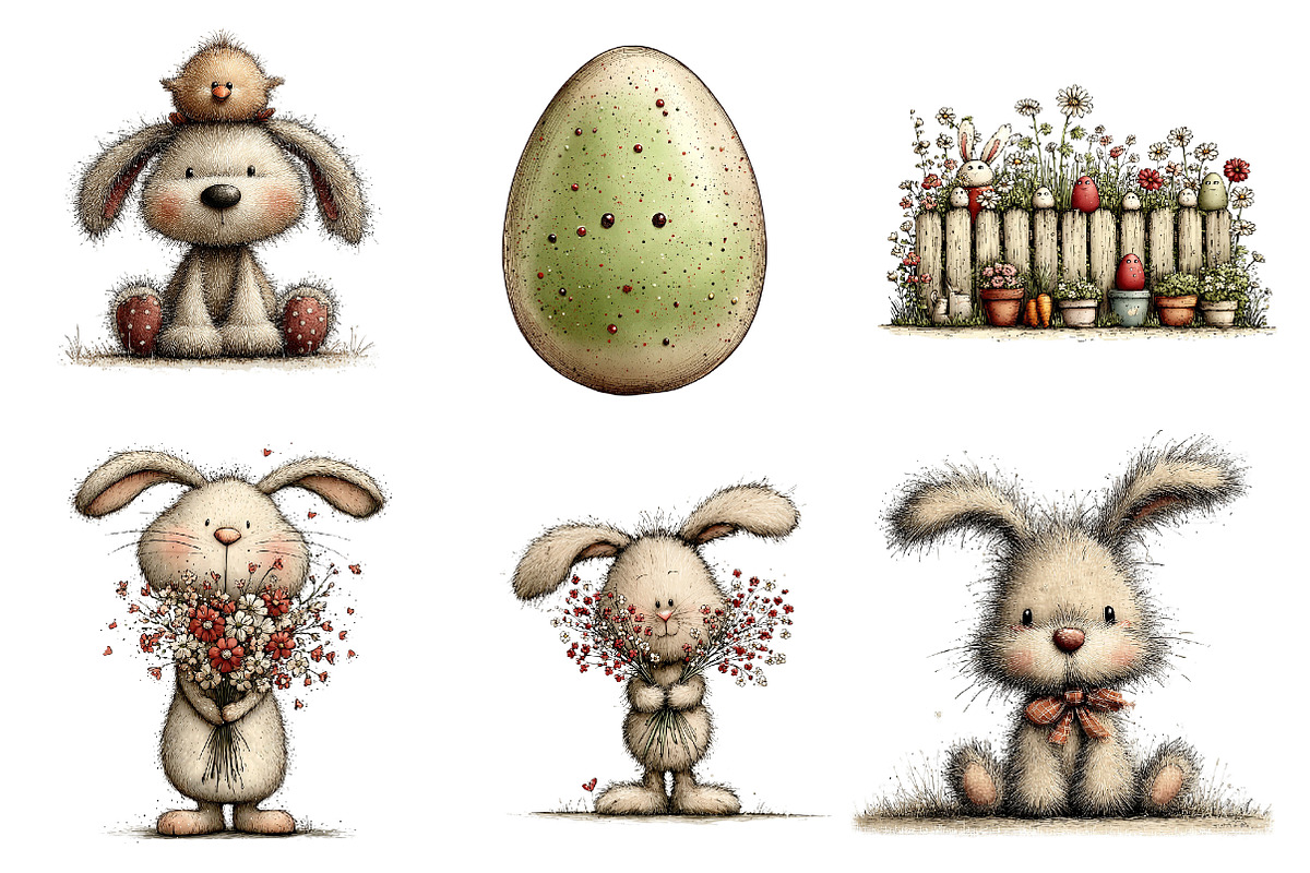 Cute Easter Clipart Bunny Png, an Illustration by CreationArt (Photo 2 of 5)