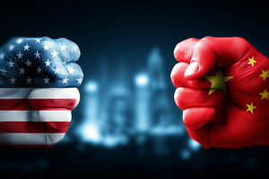 Fists with flags of USA and China, a Business Photo by MistyDay