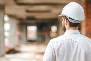 Rear view on engineer in helmet, an Industrial Photo by MistyDay