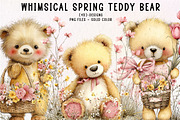 Whimsical Spring Teddy Bear Clipart, an Illustration by CreationArt (Thumbnail 1 of 10)