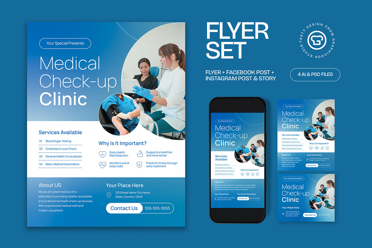 Check-Up Medical Clinic Flyer, a Flyer Template by graphicook (Photo 1 of 3)