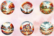 Fall Autumn Stained Glass Clipart Bu, an Illustration by SVGArt (Thumbnail 2 of 8)