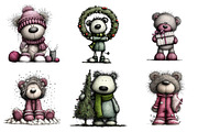 Christmas Teddy Bear Clipart, an Illustration by DreamArtGraphic (Thumbnail 2 of 4)