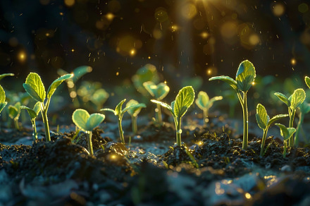 A group of small green plants eagerl, a Photo by Iftikhar Alam