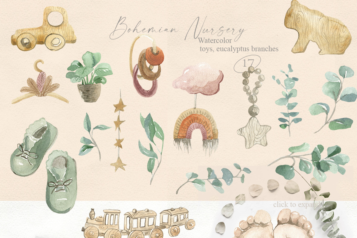 Bohemian Nursery Watercolor, an Illustration by Love Watercolor Store (Photo 4 of 7)