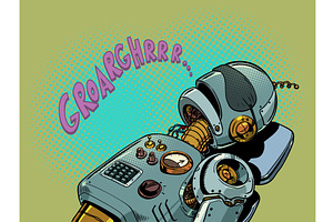 Pop Art Retro The robot sleeps, a Technology Illustration by studiostoks