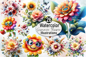 Watercolor Summer Flower Sublimation, an Illustration by SVGArt