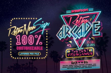 Retro Luminous Sign Template, a Poster Template by MDG