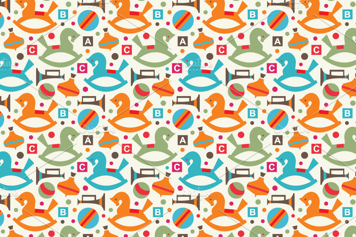 Decorative toys seamless patterns preview 2