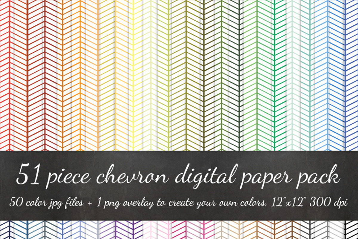 51 Piece Chevron Lines Digital Paper