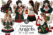 Whimsical Christmas Angel Clipart, an Illustration by DreamArtGraphic (Thumbnail 1 of 5)