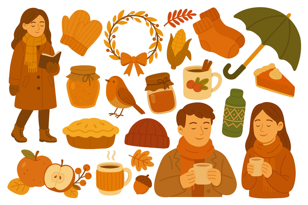 Autumn set, a Seasonal Illustration by ananastya (Photo 7 of 10)