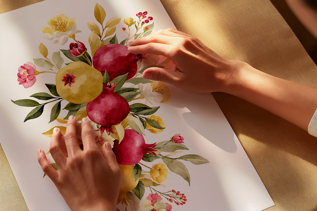 Watercolor Pomegranate Bouquet, a Decorative Illustration by ThaismotaCreativeCo (Photo 2 of 10)