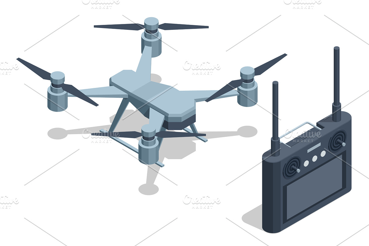 Isometric quadcopter drone isolated, a Technology Illustration by Golden Sikorka