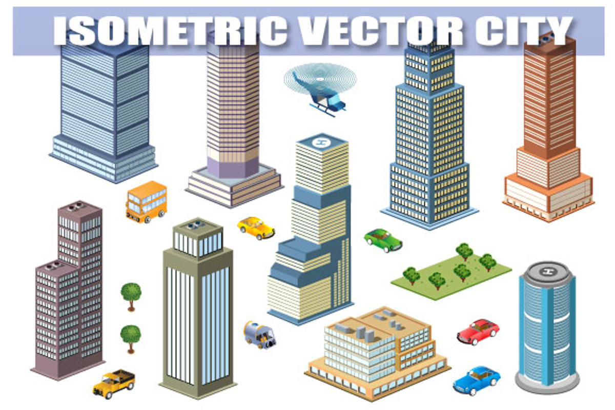 Isometric set of skyscrapers