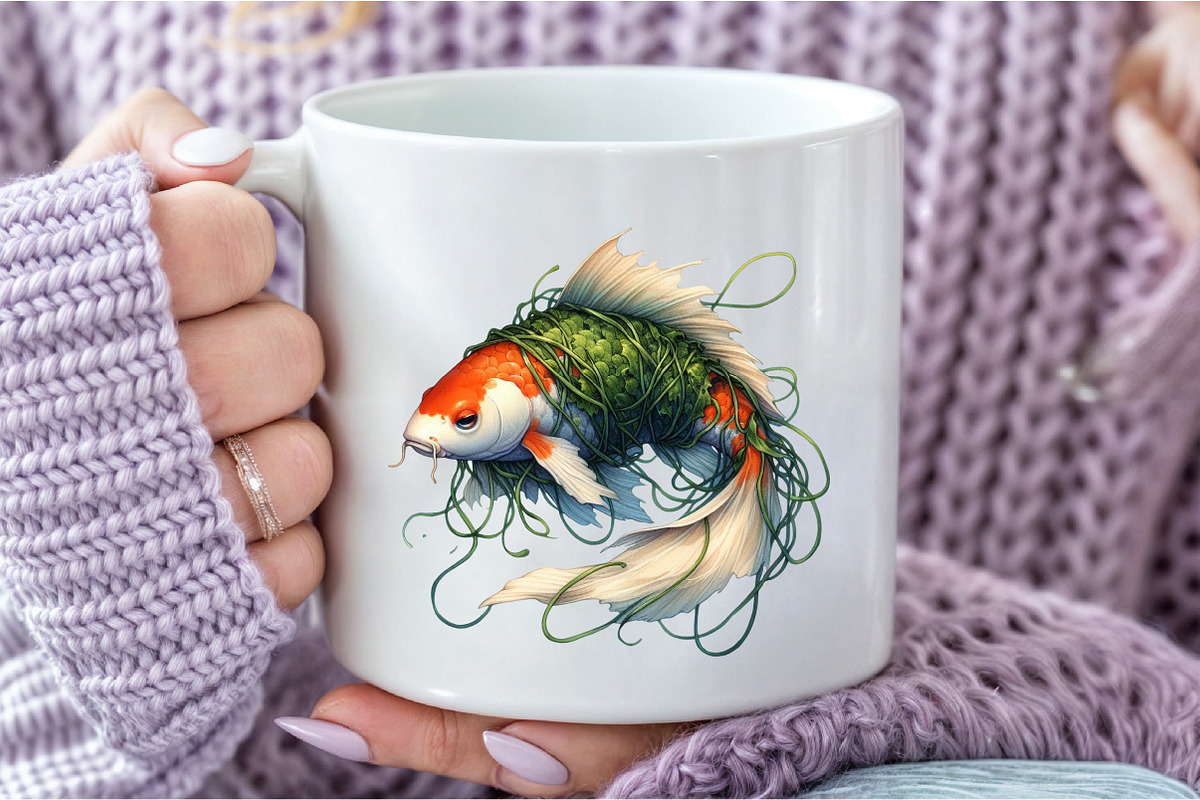 Japanese Koi Fish Sublimation Clipar, an Illustration by DreamCafeArt (Photo 7 of 9)