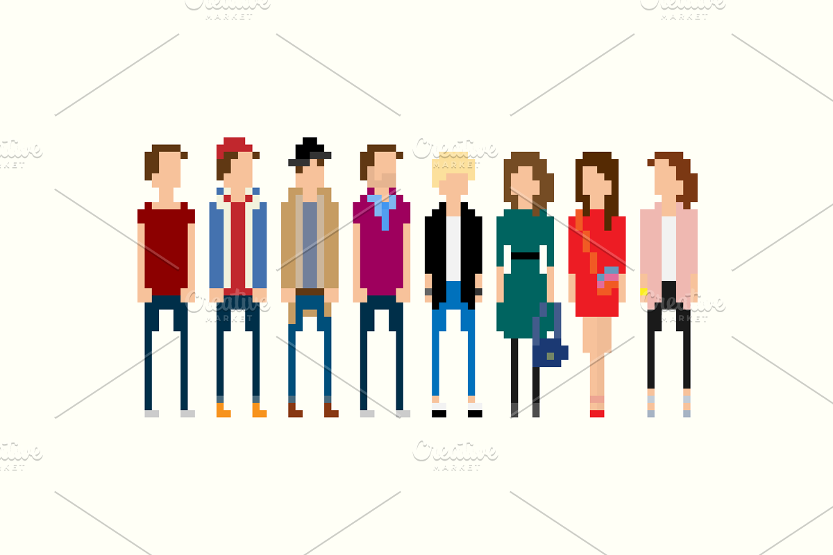 54 Vector Pixel Art characters, a Person Illustration by chewkotski (Photo 7 of 8)