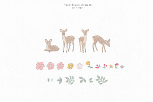 Floral Ditsy Baby Deer