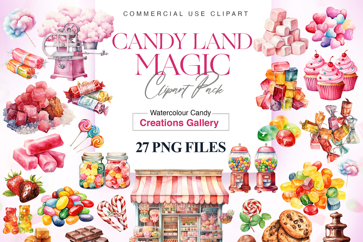 Watercolor Candy Clipart, Sweets, a Food Illustration by BrushstrokeArtGB (Photo 1 of 9)