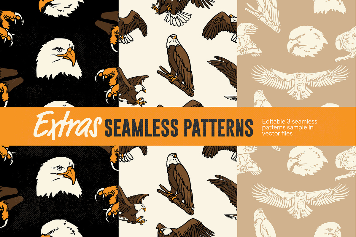 Vintage Eagle Illustrations, an Animal Illustration by ARQAM Studio (Photo 9 of 9)