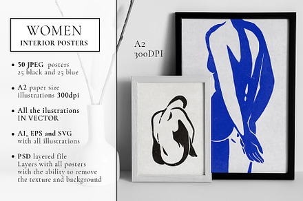 Women Abstract interior posters