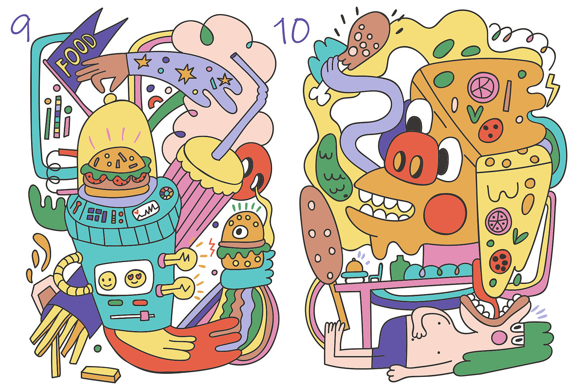 Fast Food Doodles. Vector and raster, a Food Illustration by Oliana Moroz (Photo 14 of 25)