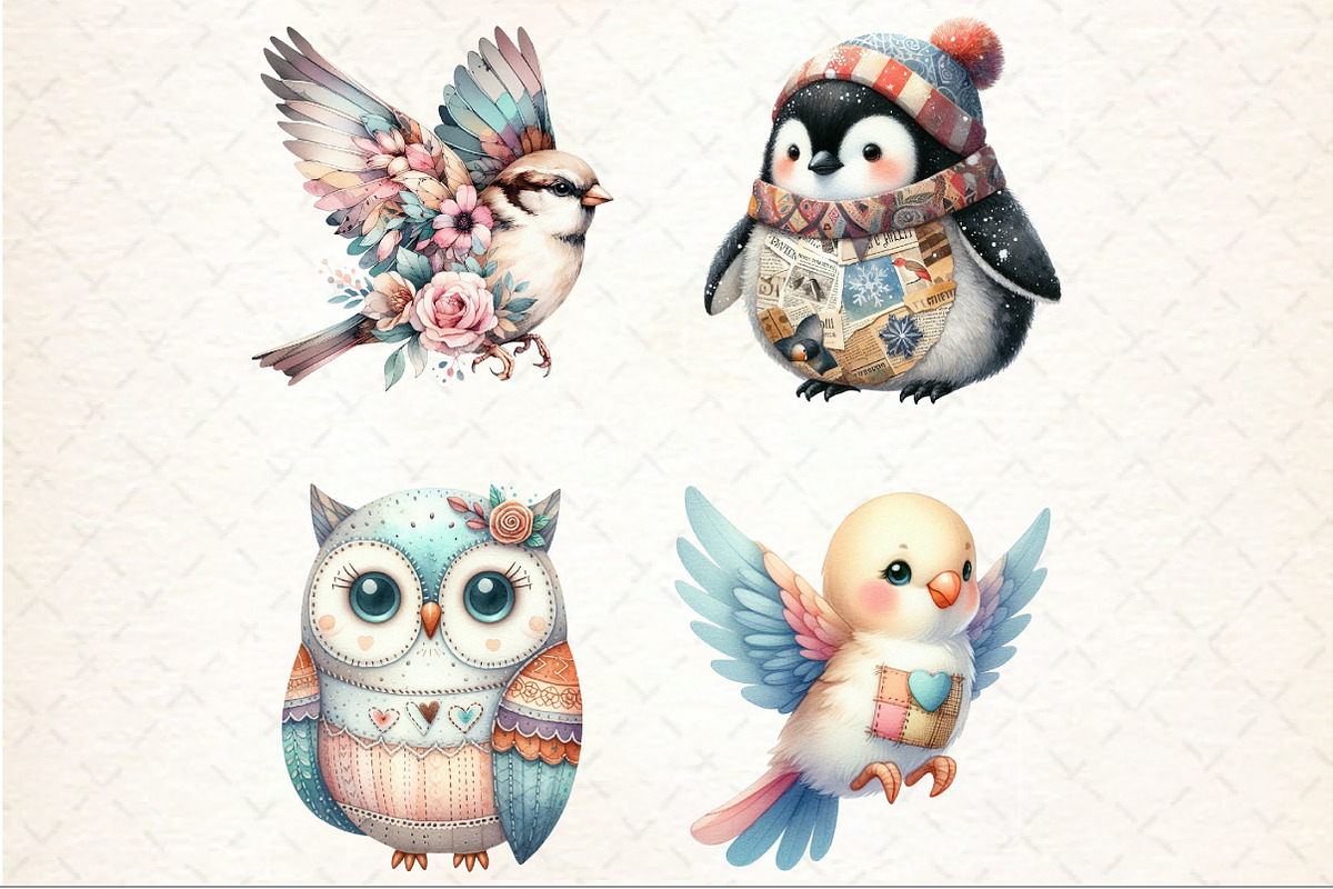 Mixed Media Birds Clipart, an Illustration by Rose Art (Photo 3 of 3)
