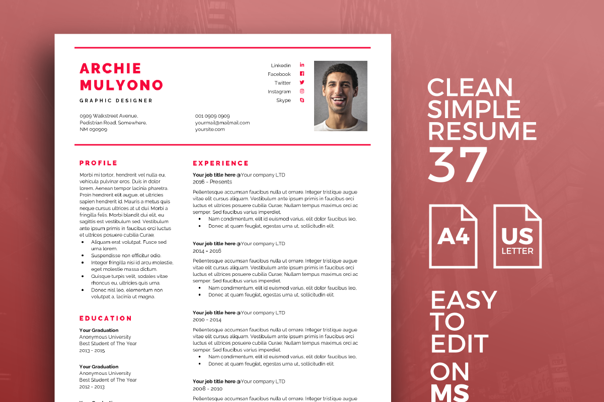 RESUME 37, a Resume Template by graphicalcium (Photo 1 of 2)