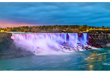 The American Falls and the Bridal Veil Falls at Niagara Falls as seen from Canada, a Nature Photo by Leonid Andronov