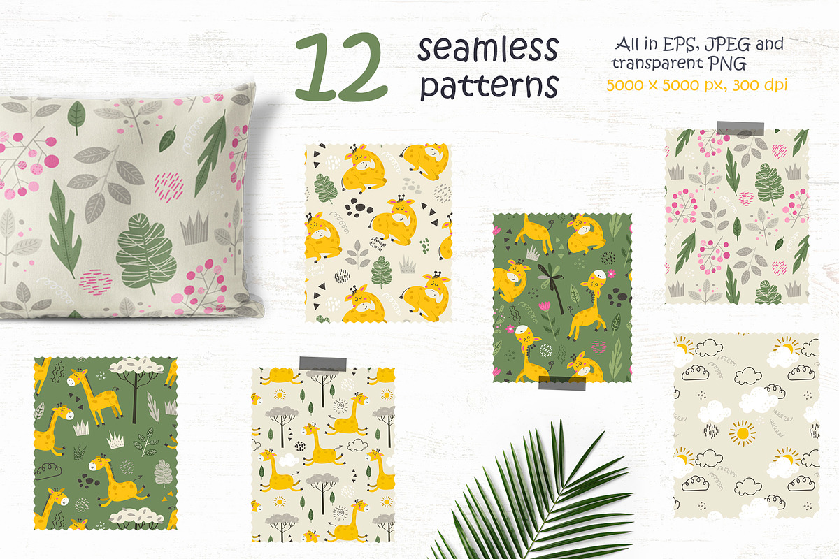 Giraffes Clipart & Pattern, a Background Graphic by Nafanya (Photo 6 of 9)
