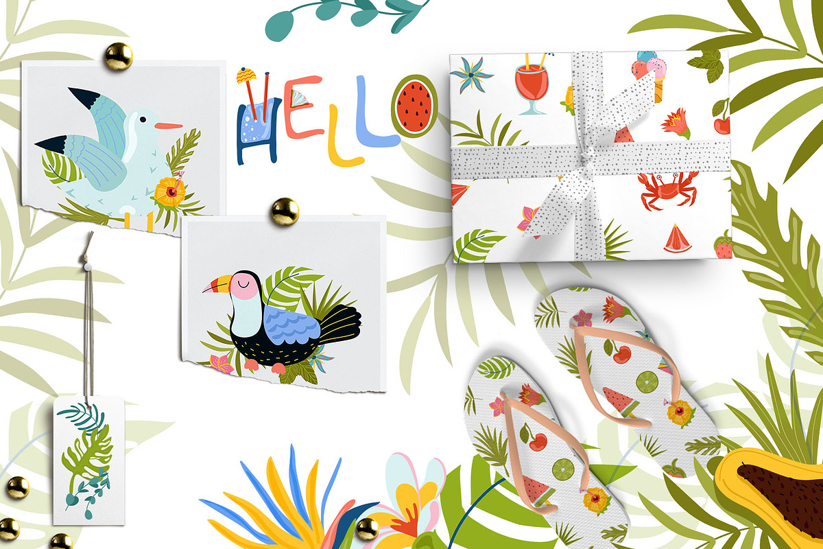 Summer time, Tropical clipart, a Decorative Illustration by Usis (Photo 11 of 13)