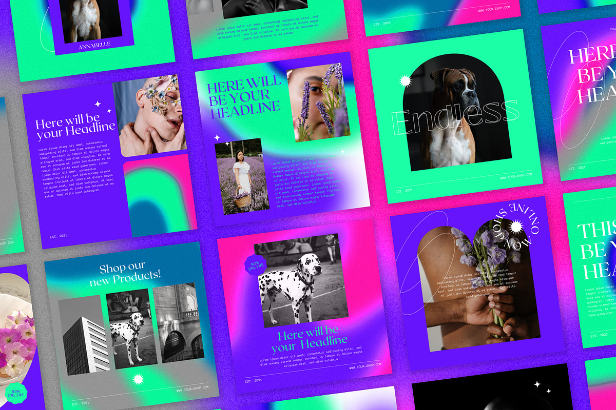 Instagram Social Media CANVA Neon, a Social Media Template by Vermeulen Design Studio (Photo 4 of 9)