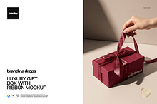 Luxury Gift Box with Ribbon Mockup by  in Mockups