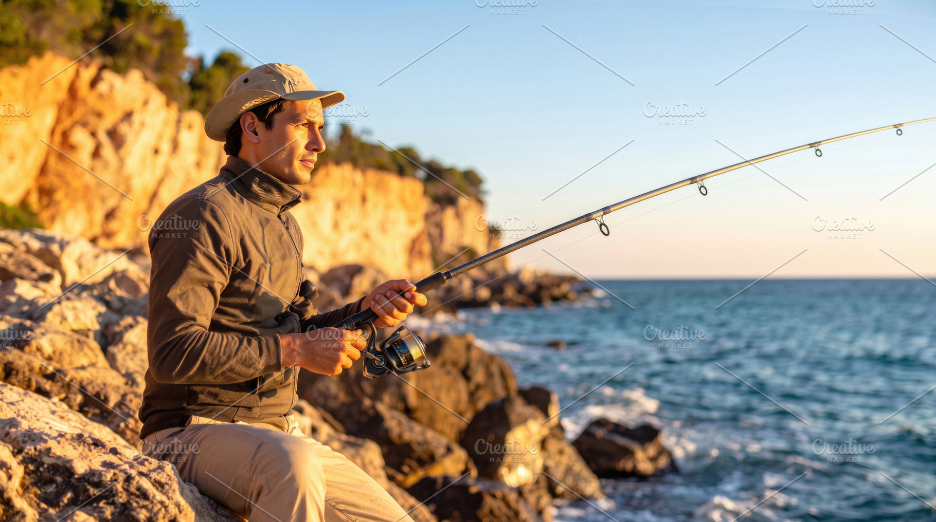 Man Fishing Along a Rocky Coast, a Sports & Recreation Photo by Davizro's Market