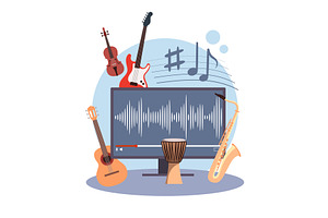 Music video. Audio composition, a Technology Illustration by YummyBuum