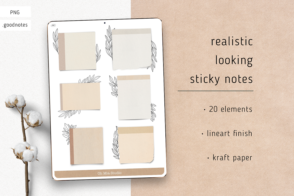 Lineart Sticky Notes, an Illustration by Oh Mia Studio (Photo 1 of 3)