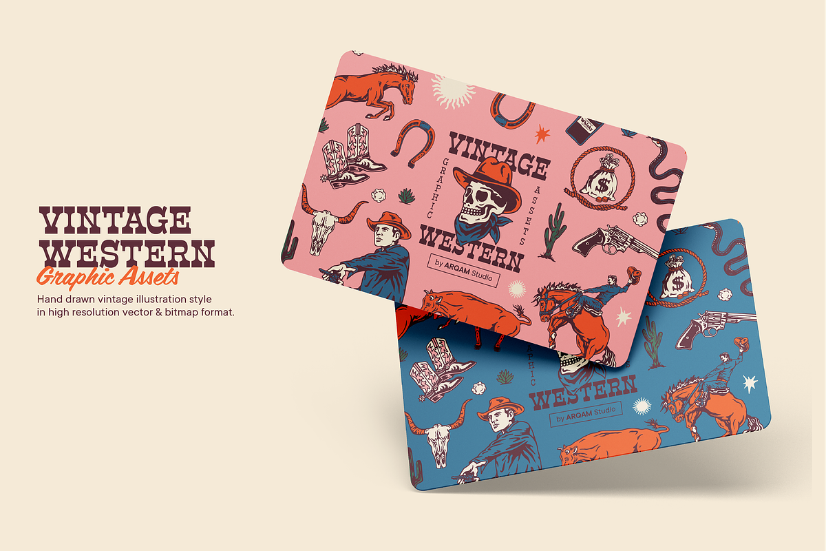 Vintage Western Graphic Assets, an Illustration by ARQAM Studio (Photo 7 of 9)