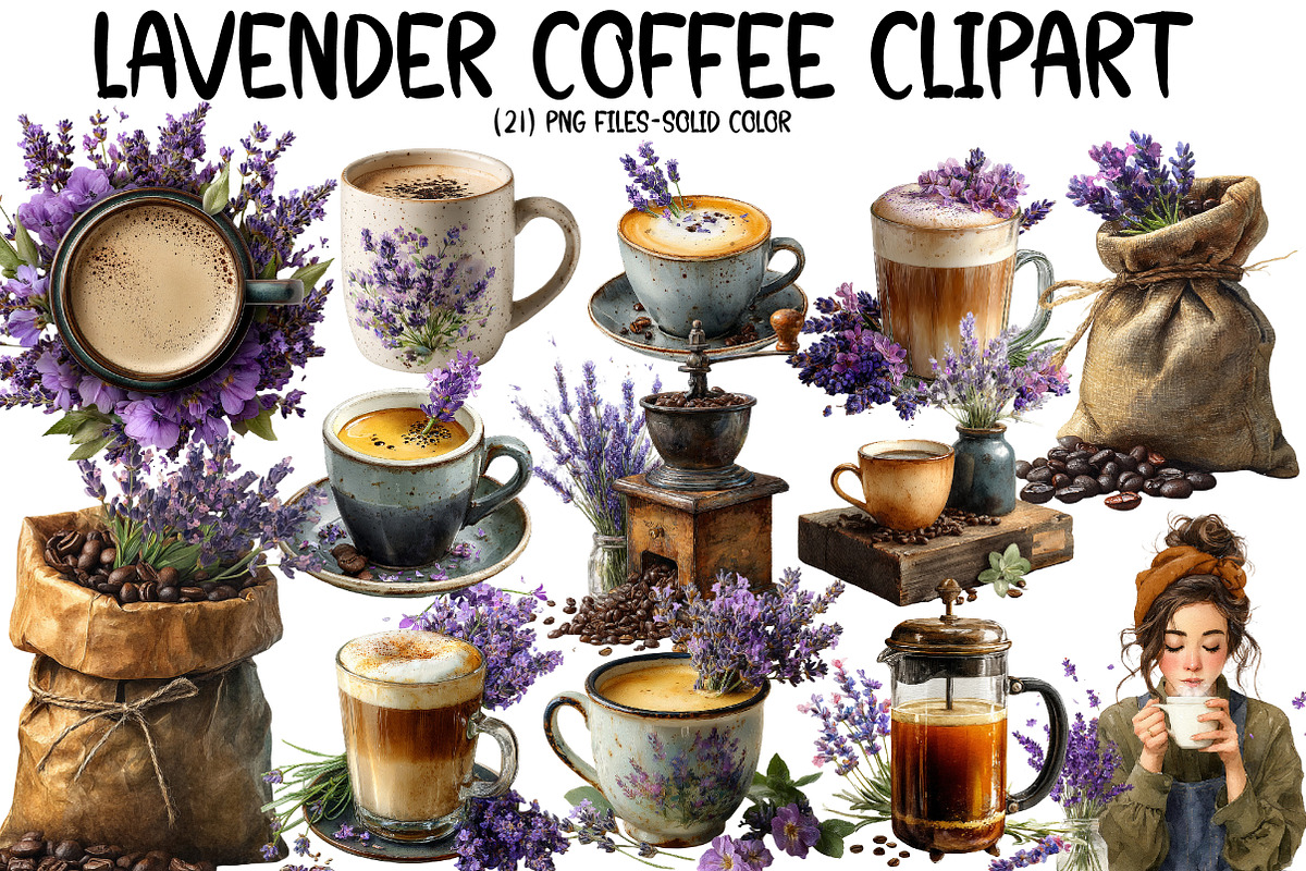 Lavender Coffee Clipart, an Illustration by Designworld (Photo 1 of 7)