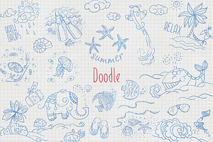 60 Doodle elements for summer design