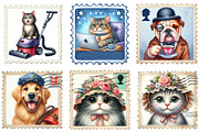 Funny Dog and Cat Postage Stamps, an Illustration by Designking (Thumbnail 2 of 4)