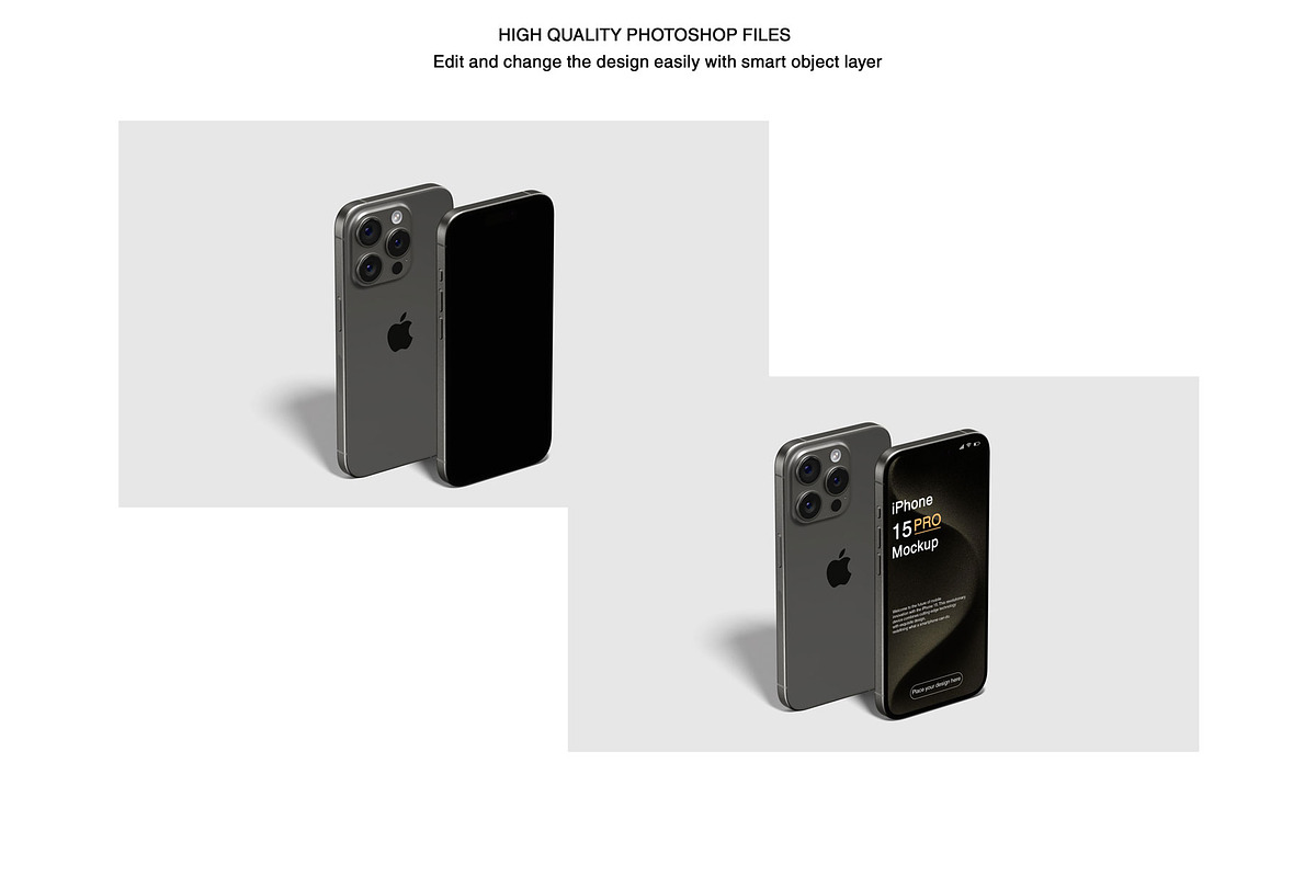iPhone 15 Pro Mockup, an iPhone Mockup by Jestdio (Photo 3 of 14)