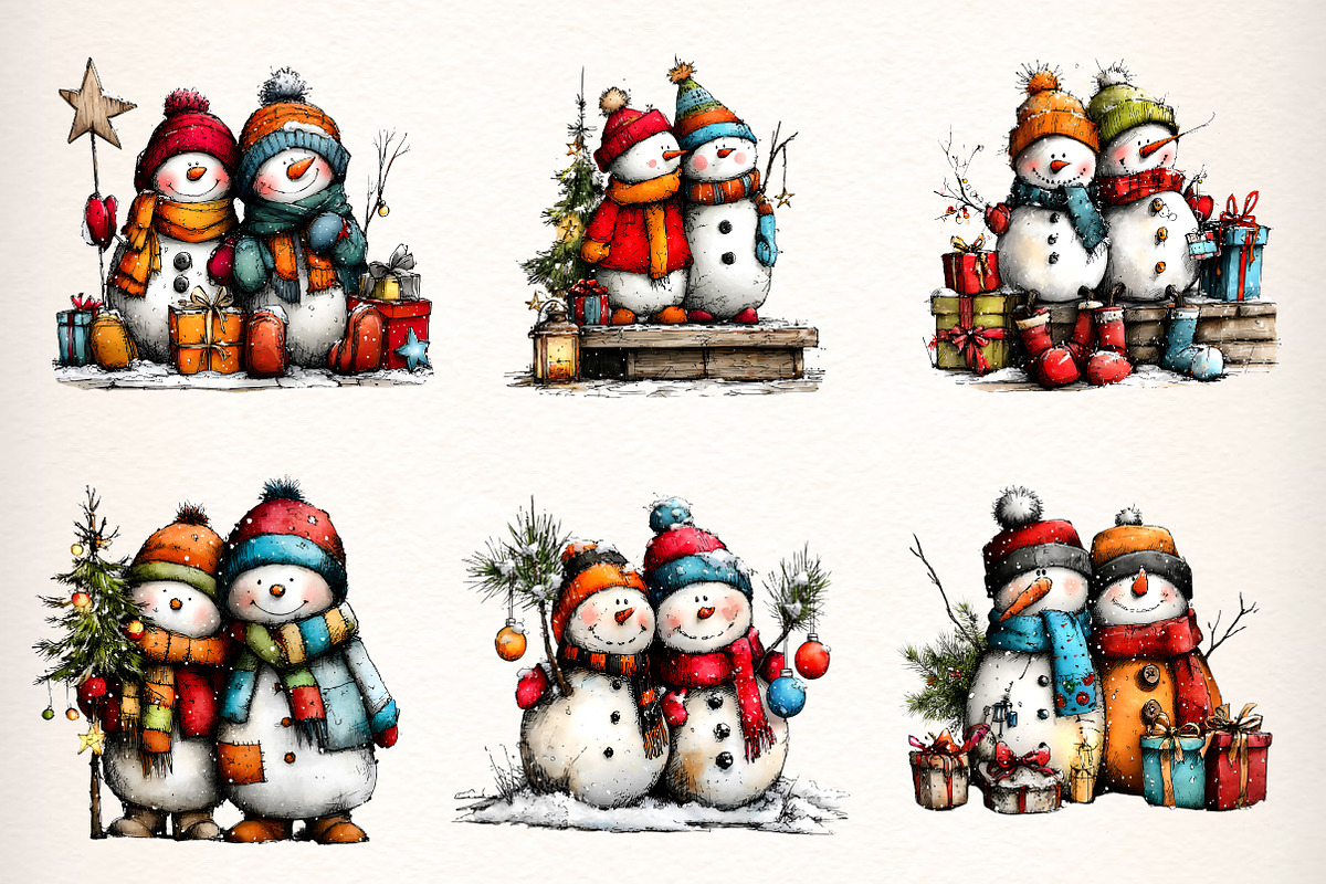 Winter Snowman Clipart PNG, an Illustration by Dream Creation (Photo 5 of 7)