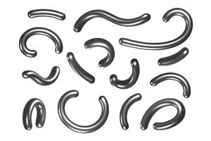 Glossy chrome curved lines set, an Object Illustration by Frogella