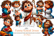 Funny Kawaii Jesus Clipart Bundle, an Illustration by DreamCafeArt (Thumbnail 1 of 8)