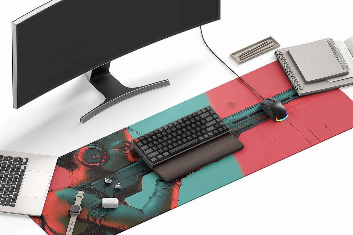 Desk mat mockup 6 PSD fully editable, a Merchandise Mockup by GraphicVil (Photo 4 of 9)