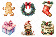 Watercolor Retro Christmas Clipart, an Illustration by DreamPrint404 (Thumbnail 5 of 5)